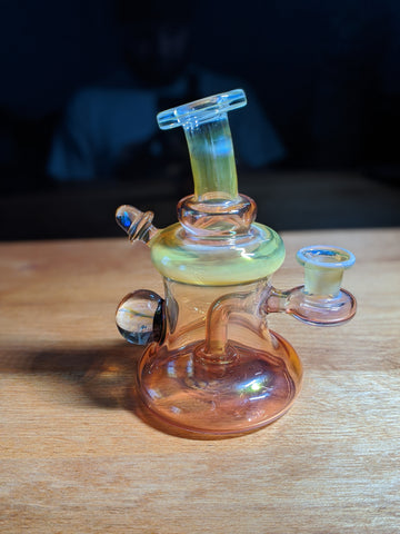 Bubbletrap Pattern Bottom Gold and Silver Fumed Rig  by Kaliber Glass